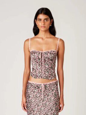NIA Pauline Corset Top - Brown Floral